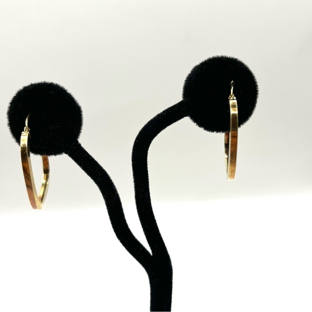 Sterling Silver Earring Square Pierced Hoop Earring  925 Vermeil Gold Tone